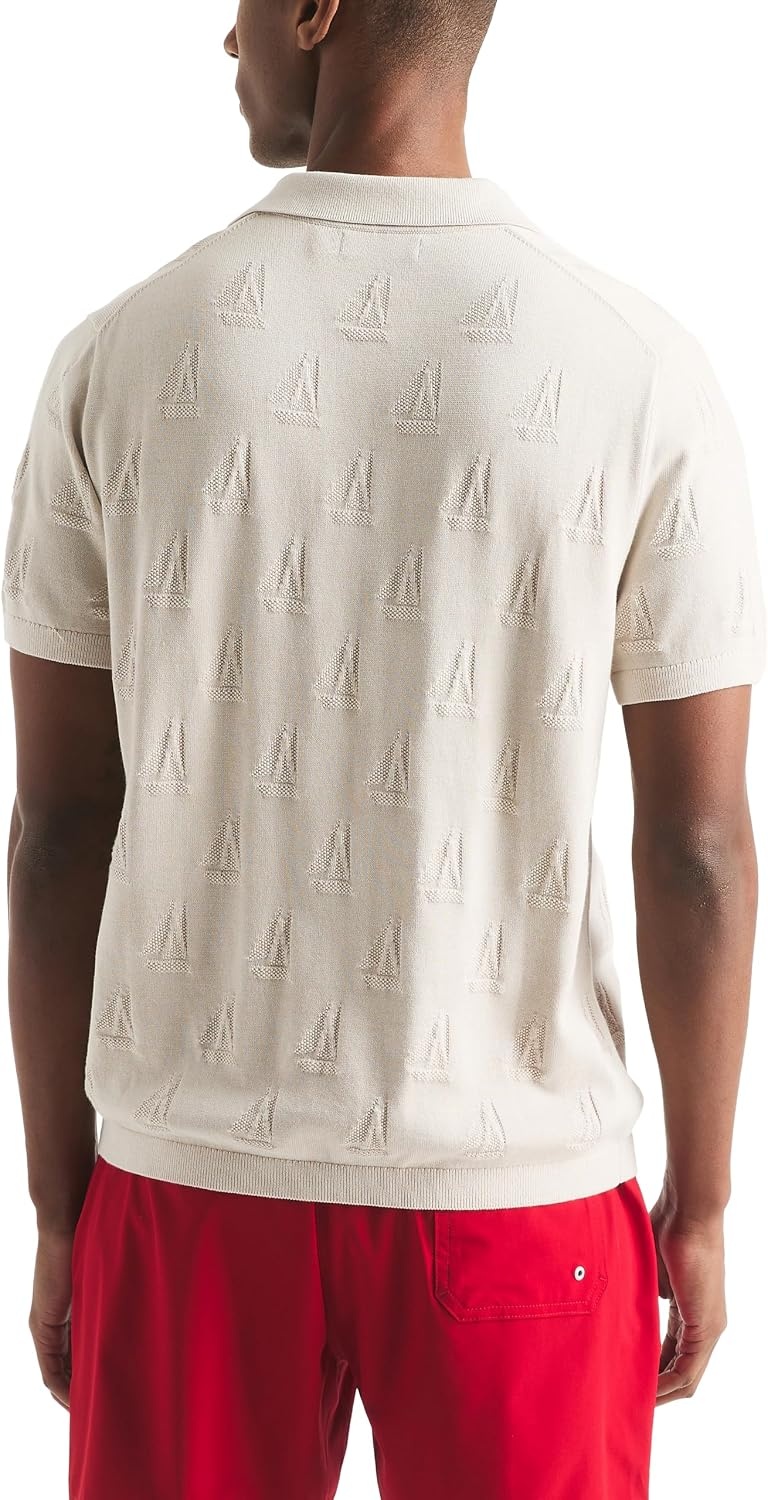 image:imageNautica Mens Printed Sweater Polo ShirtNautica Stone