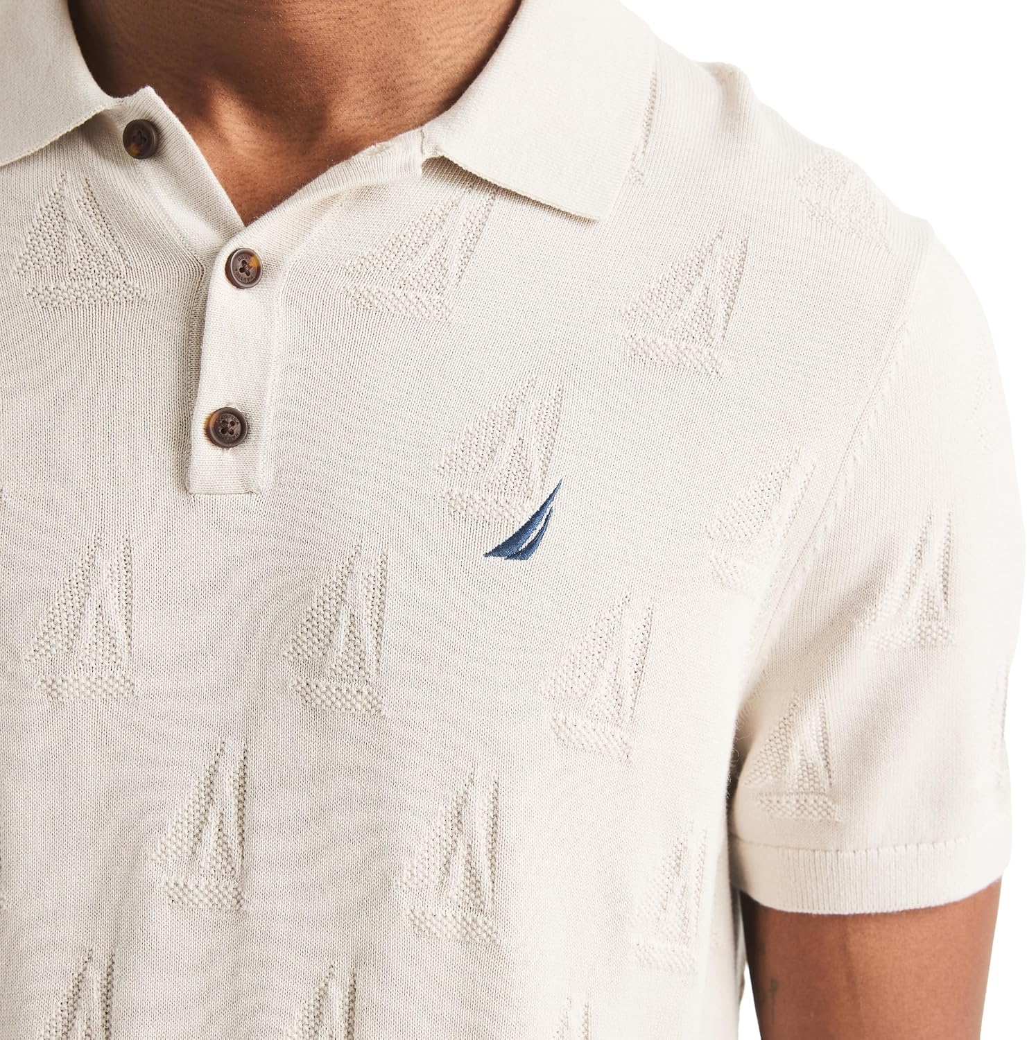 image:imageNautica Mens Printed Sweater Polo ShirtNautica Stone