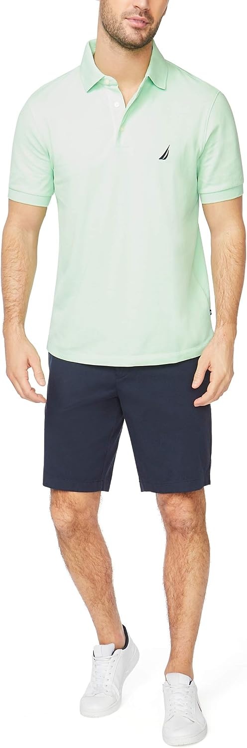 image:imageNautica Mens Short Sleeve Solid Stretch Cotton Pique Polo ShirtAsh Green