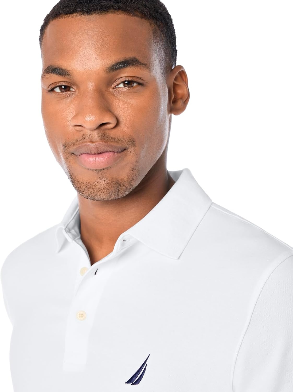 image:imageNautica Mens Short Sleeve Solid Stretch Cotton Pique Polo ShirtBright White