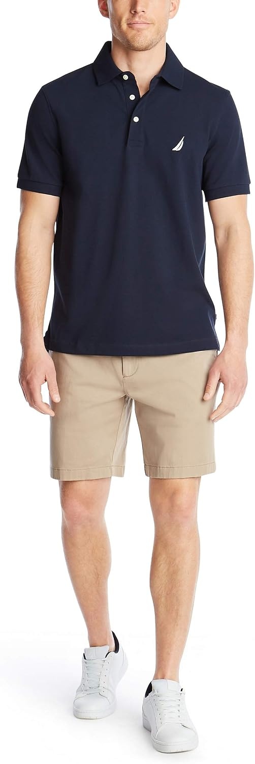 image:imageNautica Mens Short Sleeve Solid Stretch Cotton Pique Polo ShirtNavy