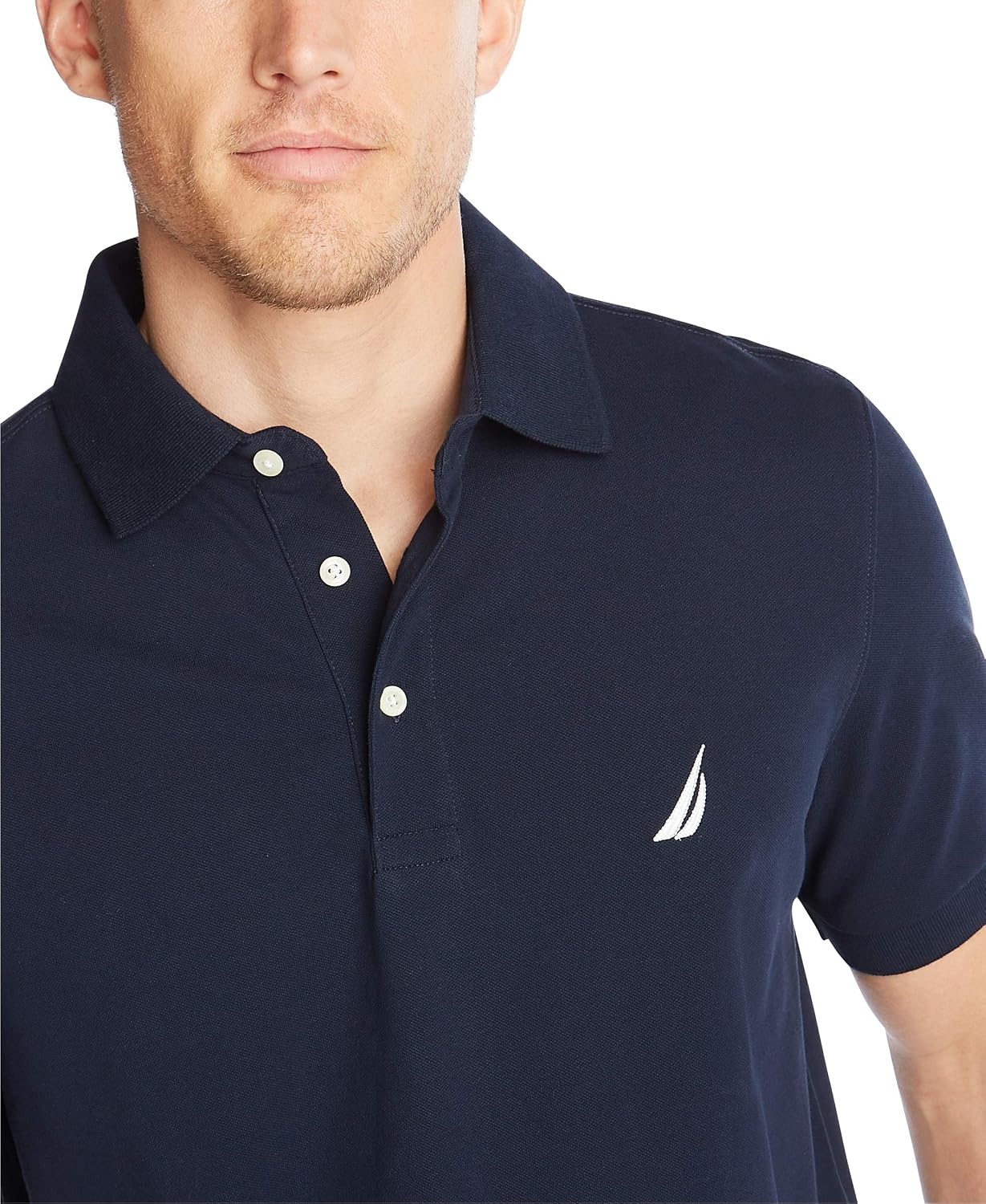 image:imageNautica Mens Short Sleeve Solid Stretch Cotton Pique Polo ShirtNavy
