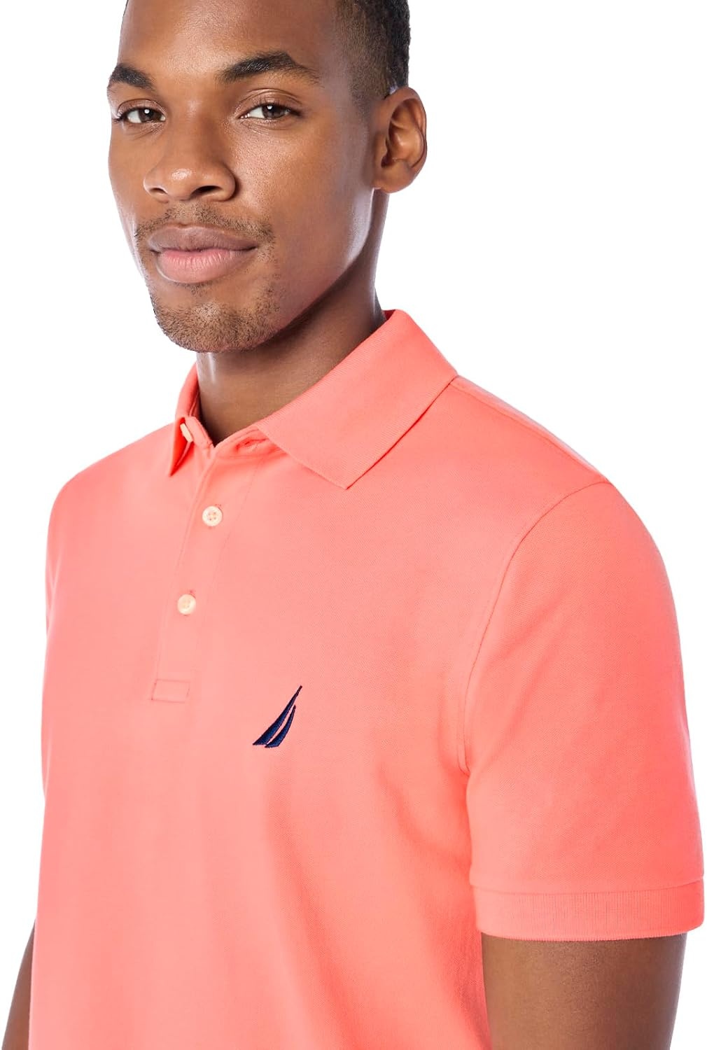 image:imageNautica Mens Short Sleeve Solid Stretch Cotton Pique Polo ShirtPale Coral