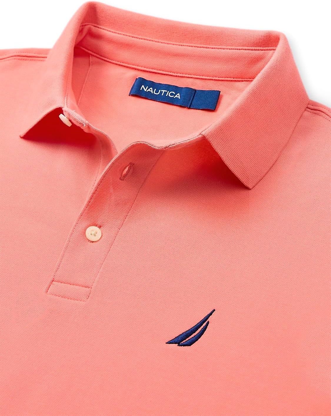 image:imageNautica Mens Short Sleeve Solid Stretch Cotton Pique Polo ShirtPale Coral