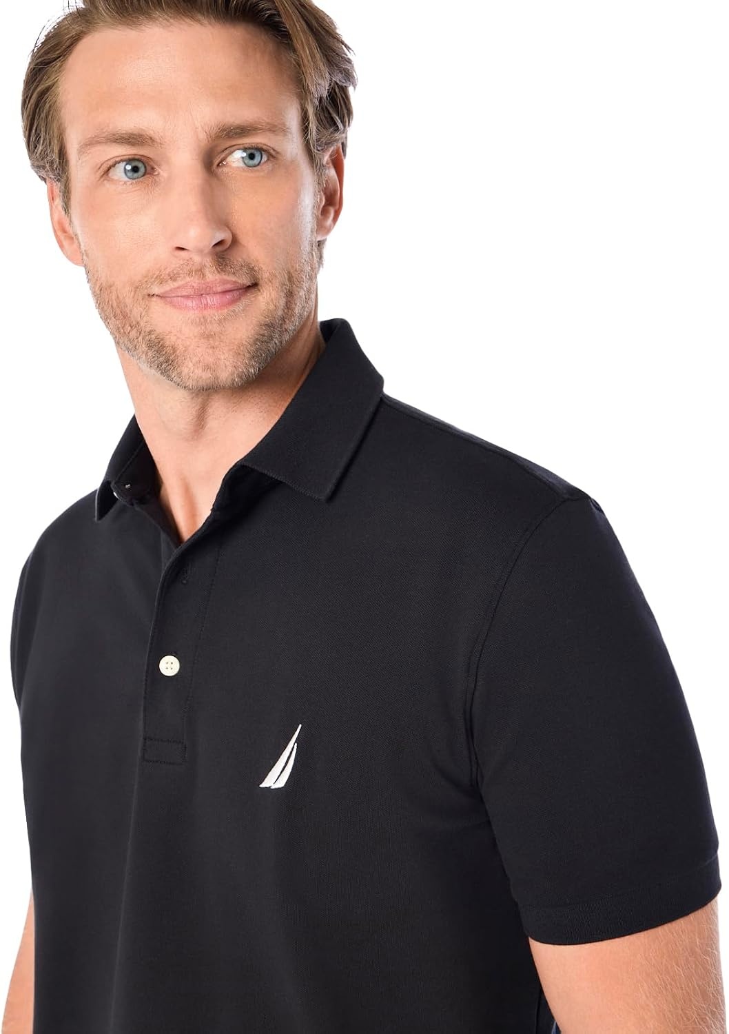 image:imageNautica Mens Short Sleeve Solid Stretch Cotton Pique Polo ShirtTrue Black