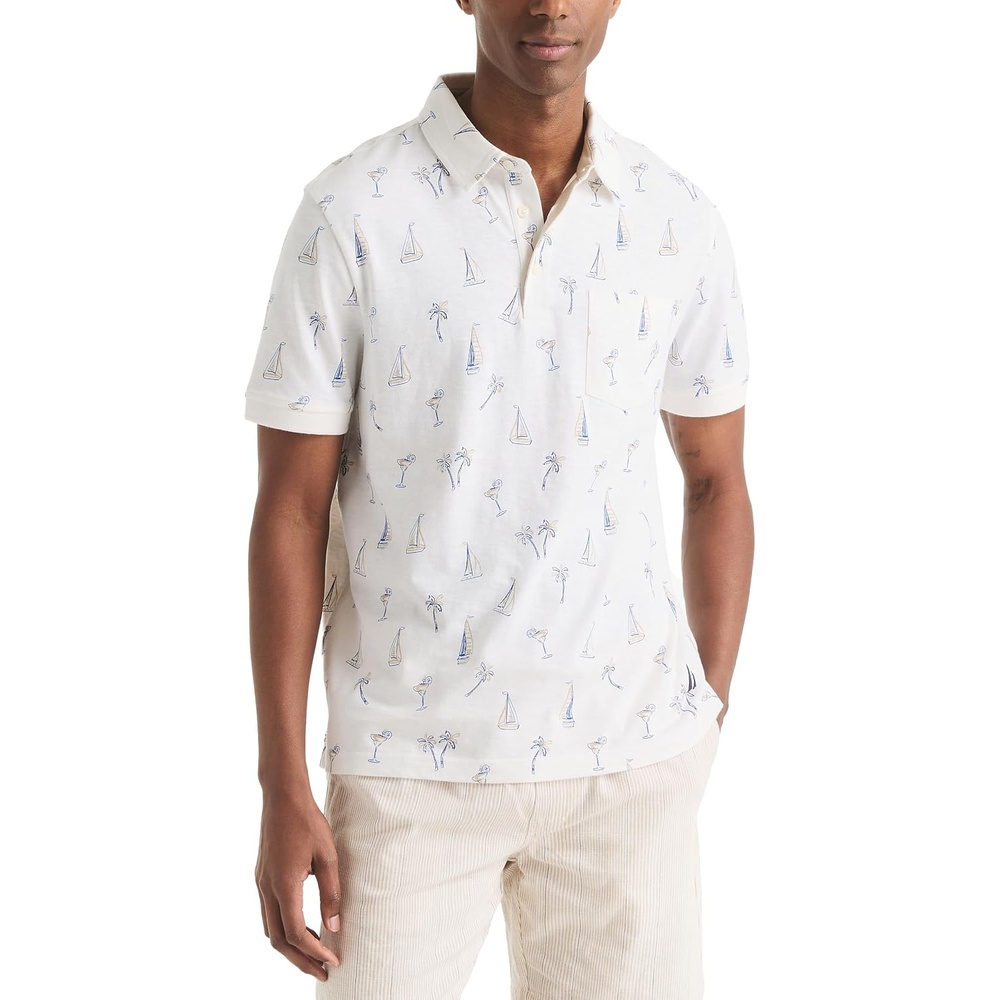 image:imageNautica Mens Mens Classicfit Sailboat Graphic Polo ShirtBright White