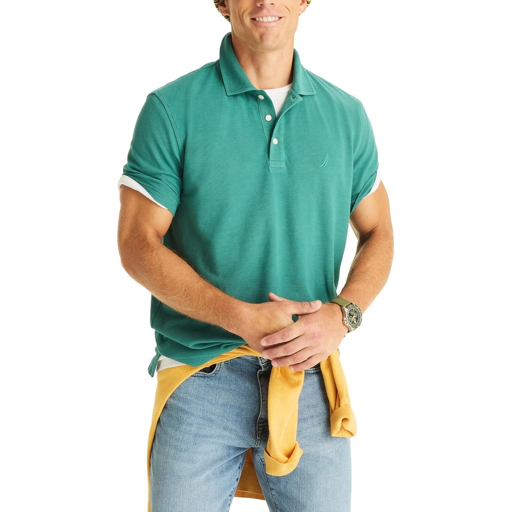 image:imageNautica Mens Nautica Mens Short Sleeve Polo ShirtBig Sur Green