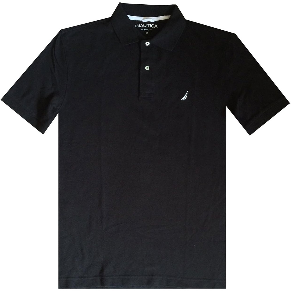 image:imageNautica Mens Short Sleeve Solid Cotton Pique Polo ShirtBlack