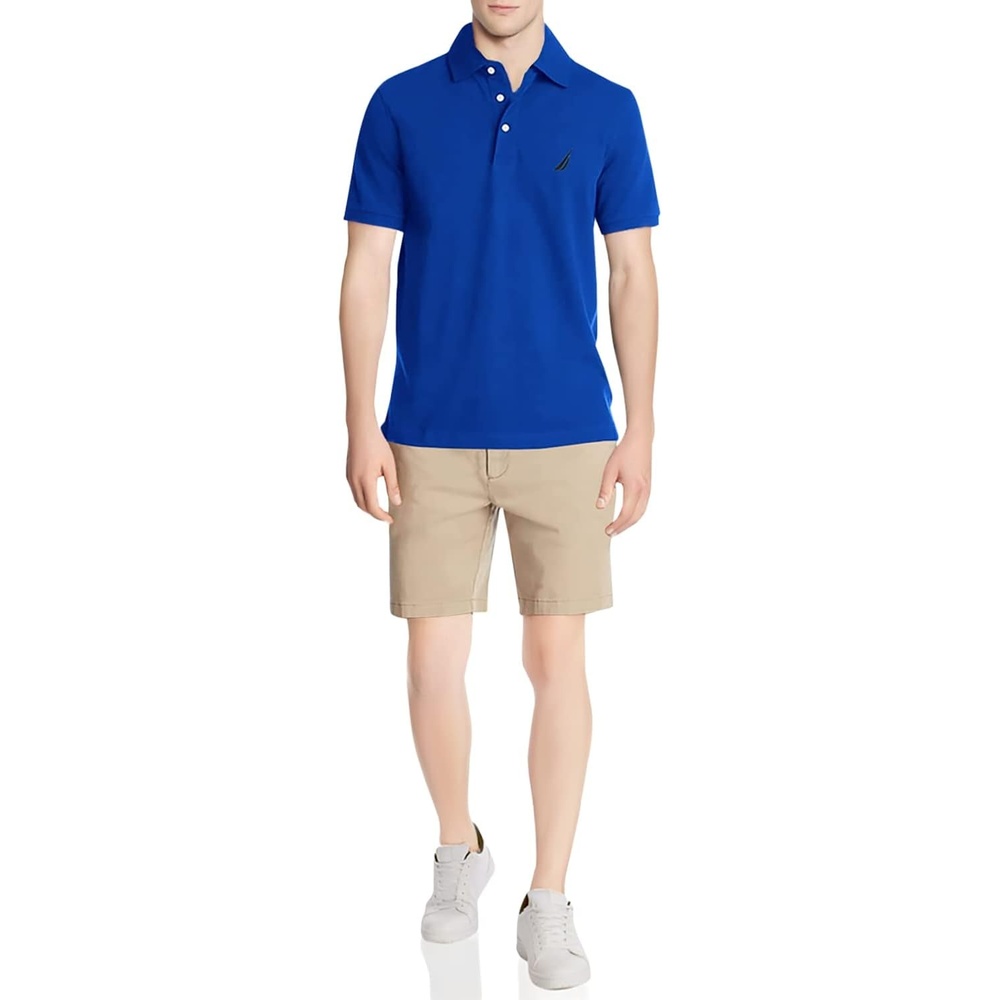 image:imageNautica Mens Short Sleeve Solid Stretch Cotton Pique Polo ShirtBright Cobalt