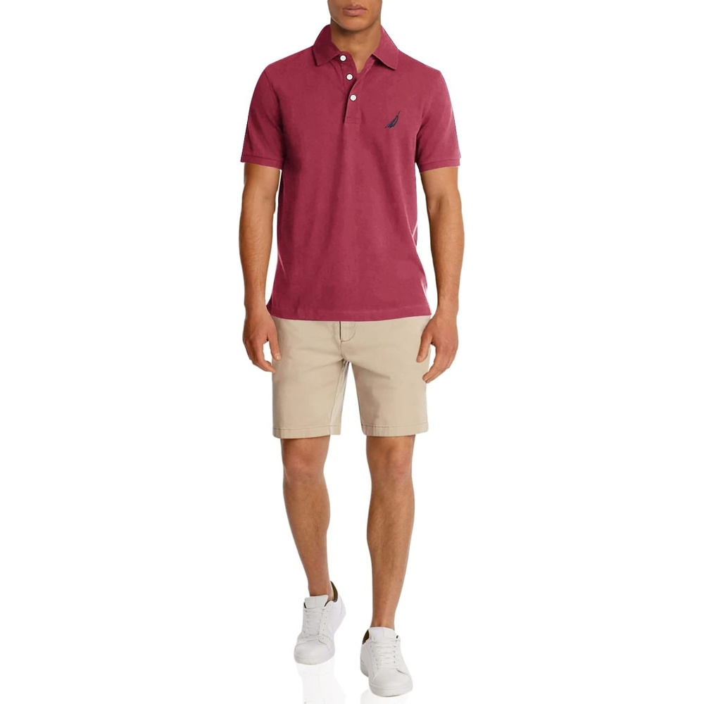 image:imageNautica Mens Short Sleeve Solid Stretch Cotton Pique Polo ShirtMaroon