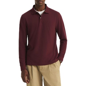 Nautica Men’s Long-Sleeve Solid Deck Polo Shirt(Seaport Burgundy)