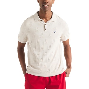 Nautica Men’s Printed Sweater Polo Shirt(Nautica Stone)