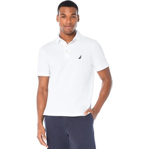 Nautica Men’s Short Sleeve Solid Stretch Cotton Pique Polo Shirt(Bright White)