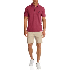 Nautica Men’s Short Sleeve Solid Stretch Cotton Pique Polo Shirt(Maroon)