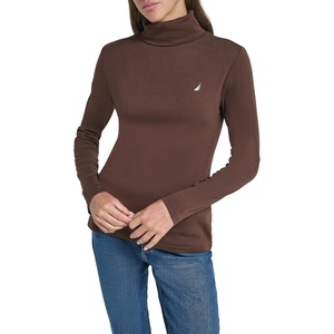 Nautica Women’s Long Sleeve Solid Turtleneck Shirt(Chicory)