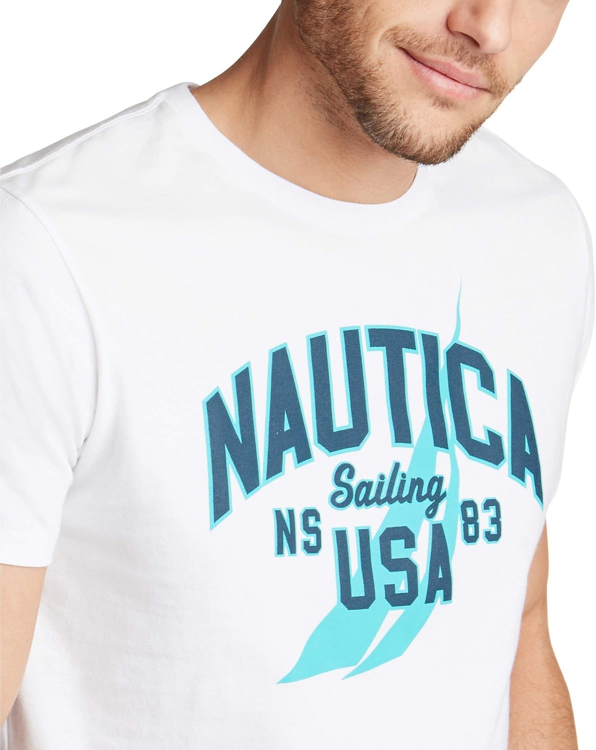 image:imageNautica Mens Short Sleeve 100 Cotton Nautical Series Graphic TeeBright WhiteBl
