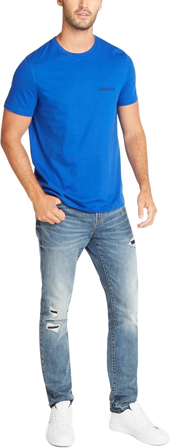 image:imageNautica Mens Short Sleeve Solid Crew Neck TShirt ShirtBright Cobalt Solid