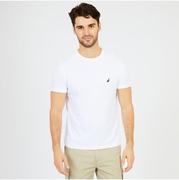 image:imageNautica Mens Short Sleeve Solid Crew Neck TShirt ShirtBright White