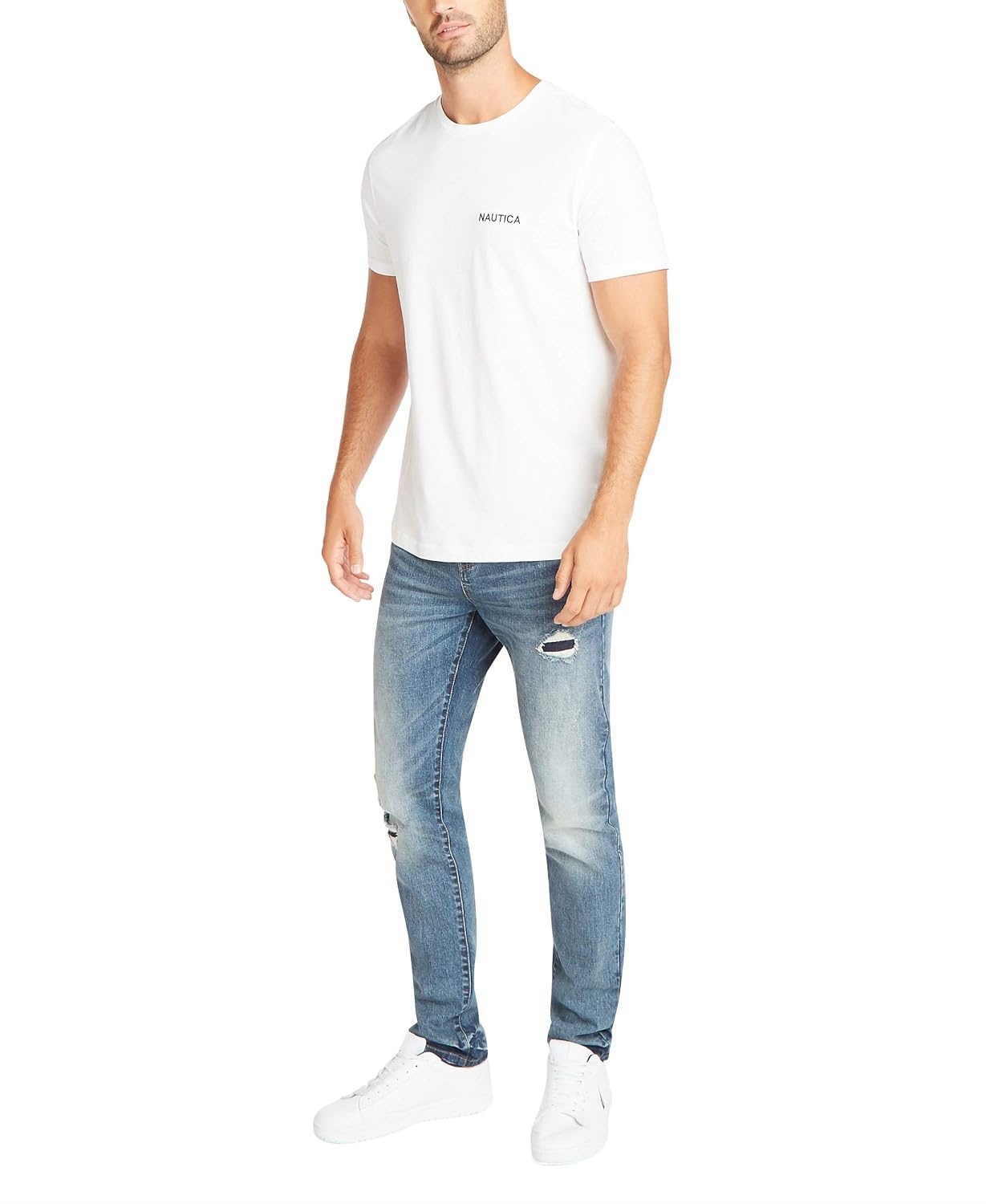 image:imageNautica Mens Short Sleeve Solid Crew Neck TShirt ShirtBright White Solid