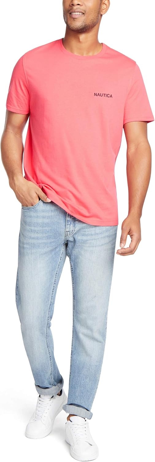 image:imageNautica Mens Short Sleeve Solid Crew Neck TShirt ShirtMelon Berry
