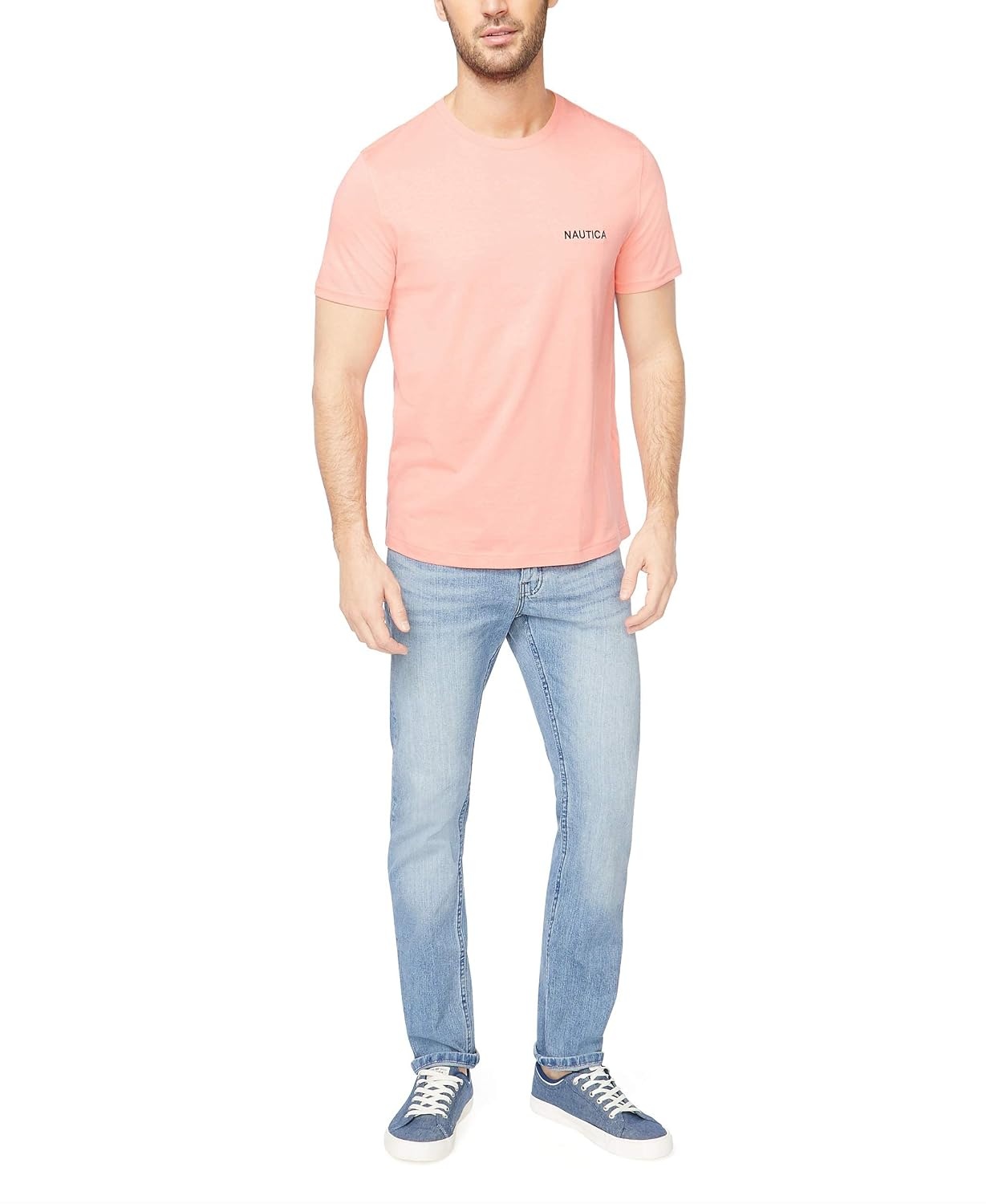 image:imageNautica Mens Short Sleeve Solid Crew Neck TShirt ShirtPale Coral Solid