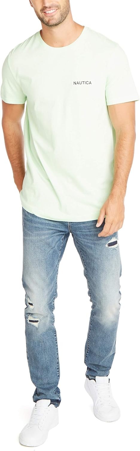 image:imageNautica Mens Short Sleeve Solid Crew Neck TShirt ShirtPatina Green Solid