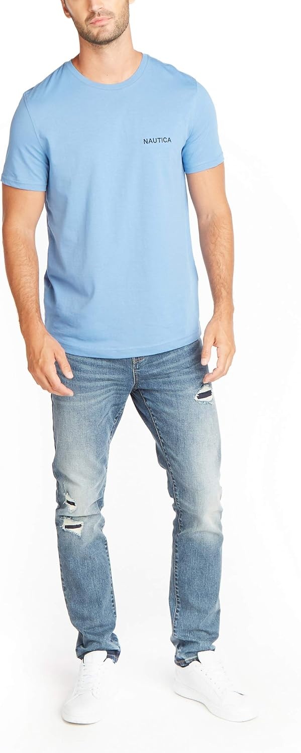 image:imageNautica Mens Short Sleeve Solid Crew Neck TShirt ShirtRivieria Blue Solid