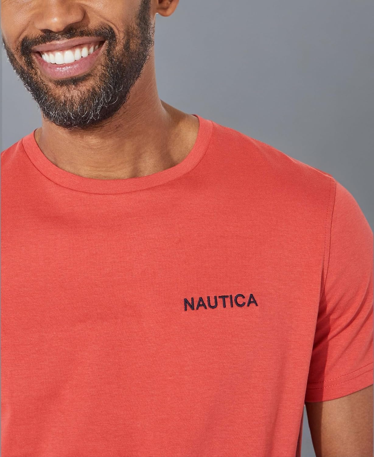 image:imageNautica Mens Short Sleeve Solid Crew Neck TShirt ShirtSunbaked Red Solid