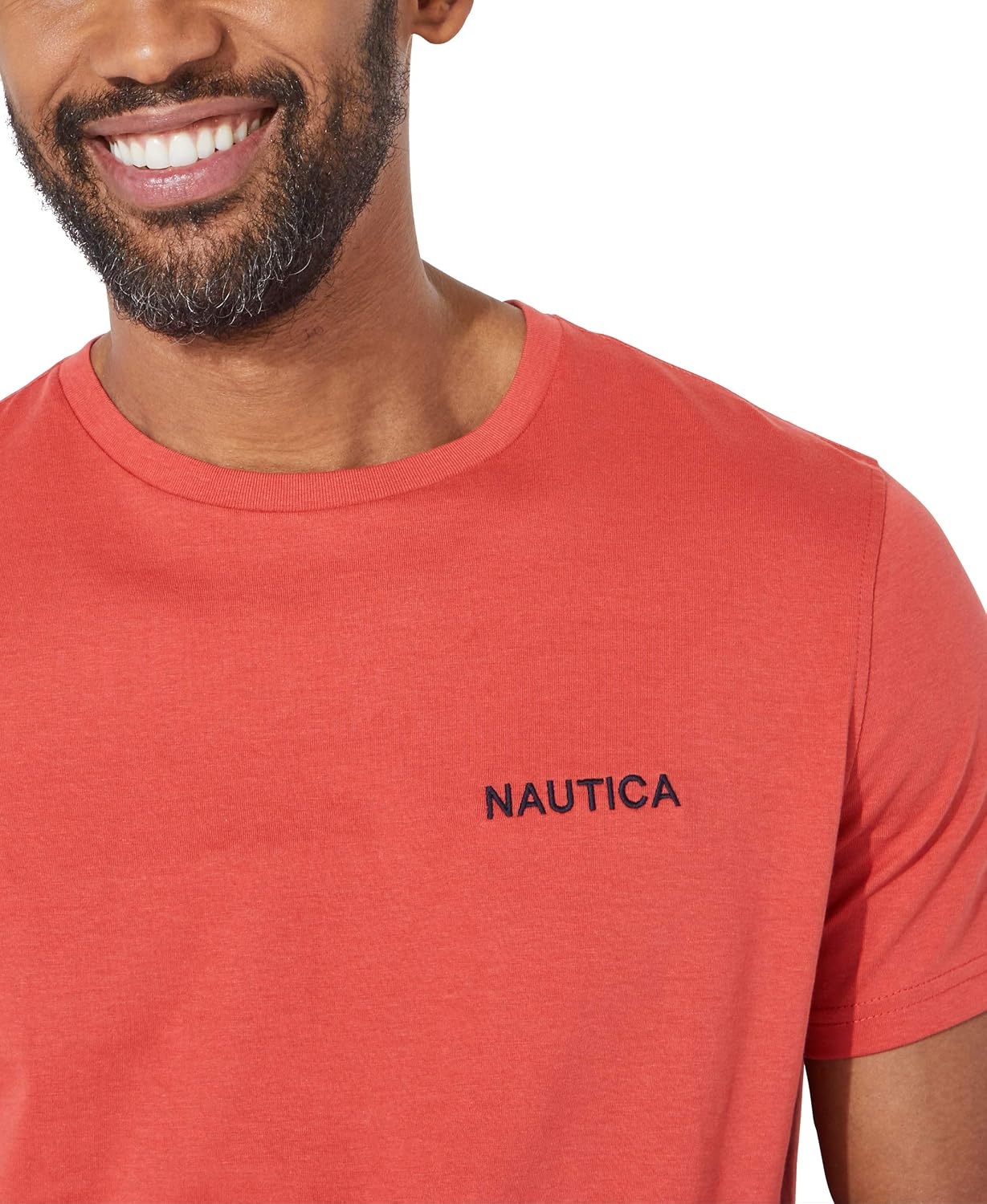 image:imageNautica Mens Short Sleeve Solid Crew Neck TShirt ShirtSunbaked Red Solid