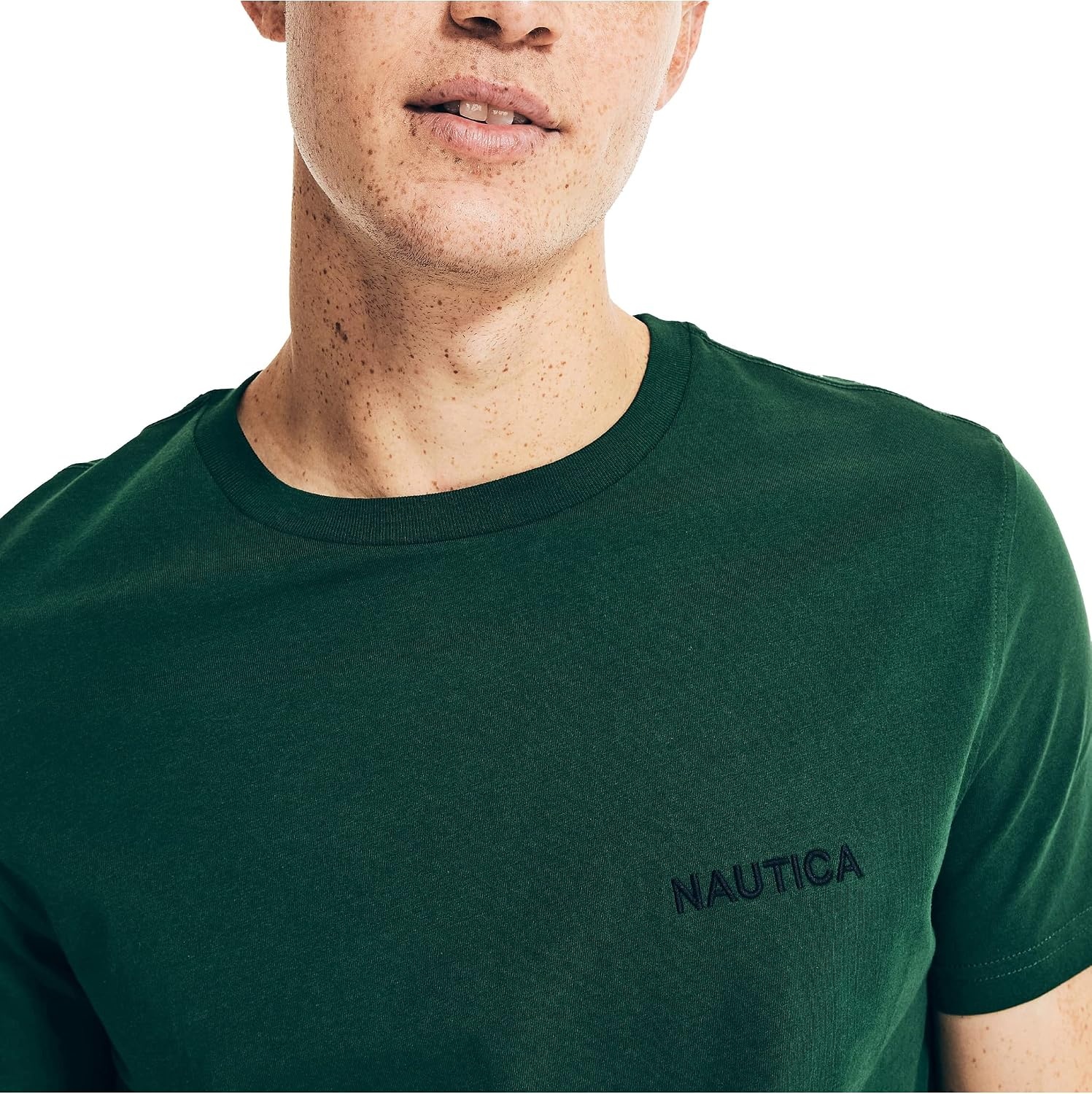 image:imageNautica Mens Short Sleeve Solid Crew Neck TShirt ShirtTidal Green Solid