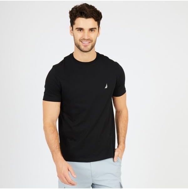 image:imageNautica Mens Short Sleeve Solid Crew Neck TShirt ShirtTrue Black