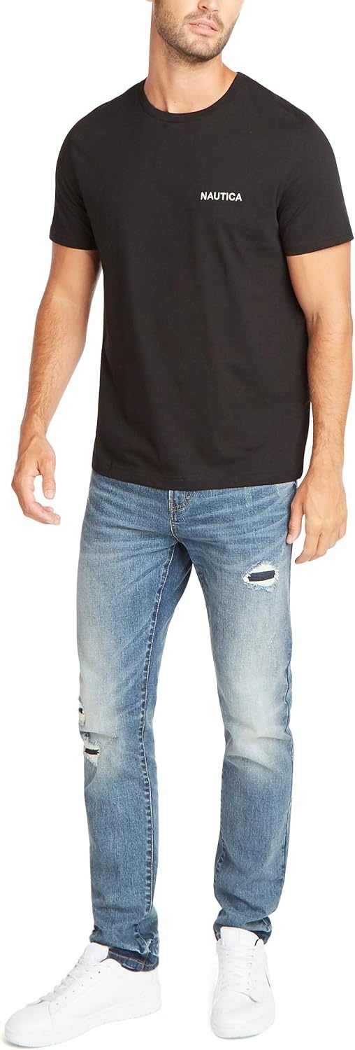 image:imageNautica Mens Short Sleeve Solid Crew Neck TShirt ShirtTrue Black Solid