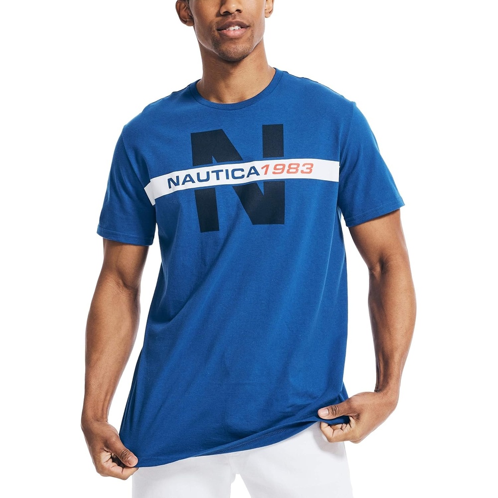 image:imageNautica Mens Short Sleeve 100 Cotton Nautical Series Graphic TeeBright Cobalt