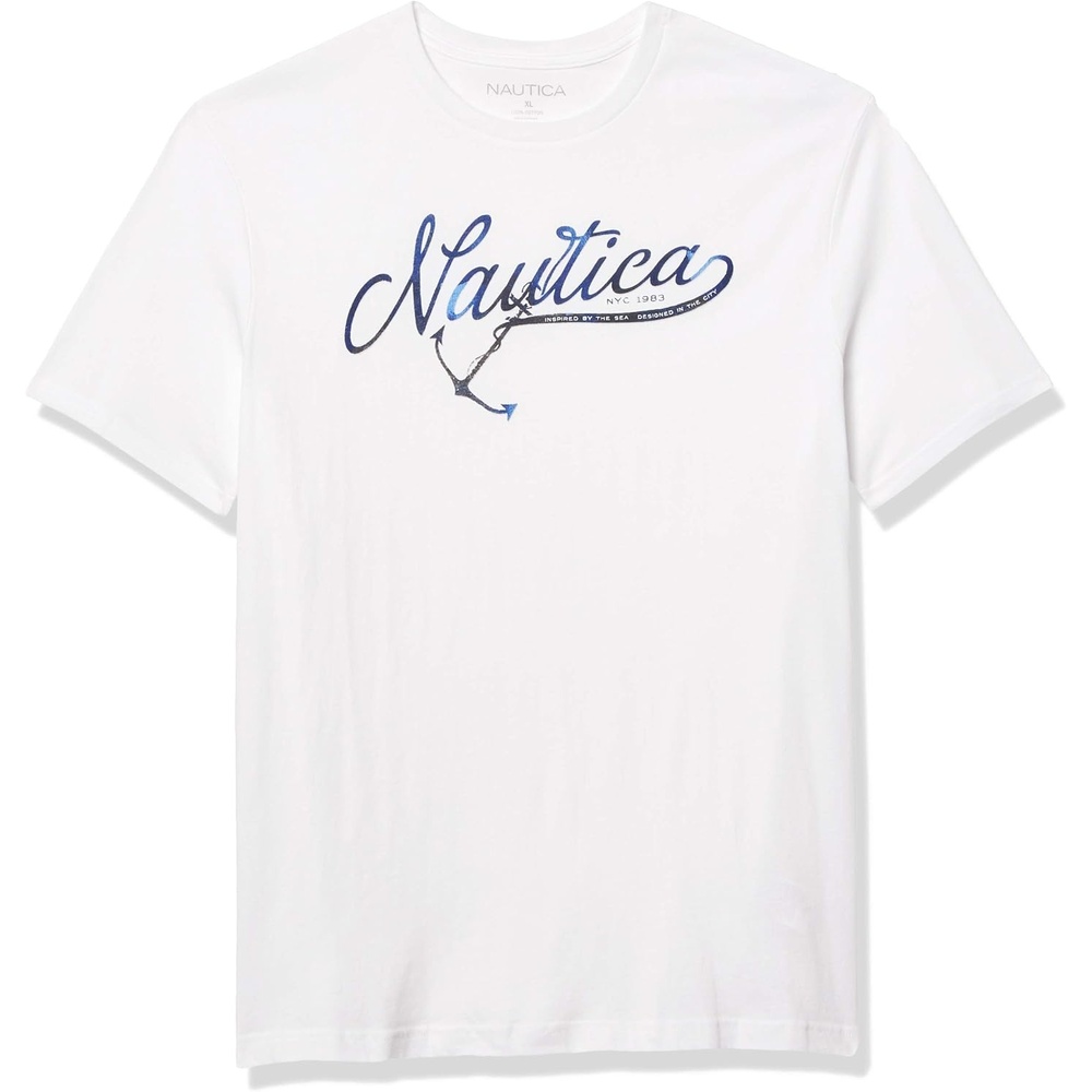 image:imageNautica Mens Short Sleeve 100 Cotton Nautical Series Graphic TeeNautica Bright White