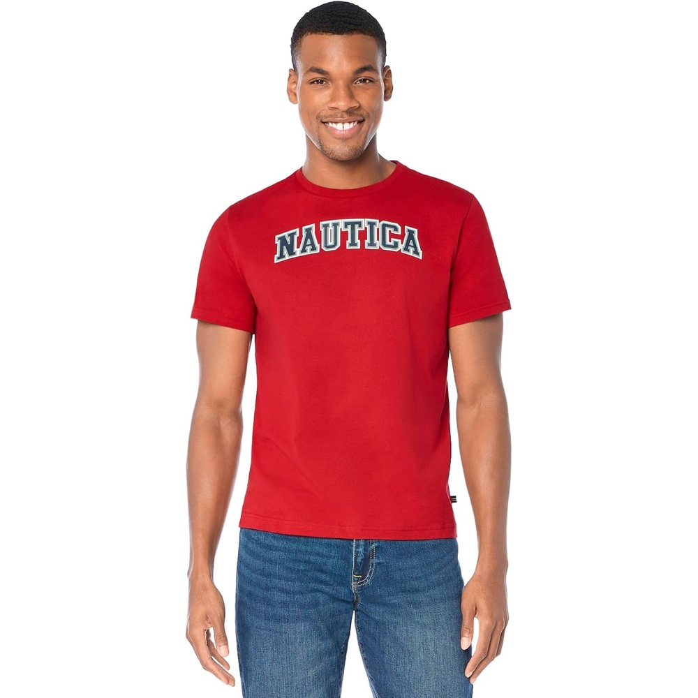 image:imageNautica Mens Short Sleeve 100 Cotton Nautical Series Graphic TeeNautica Red