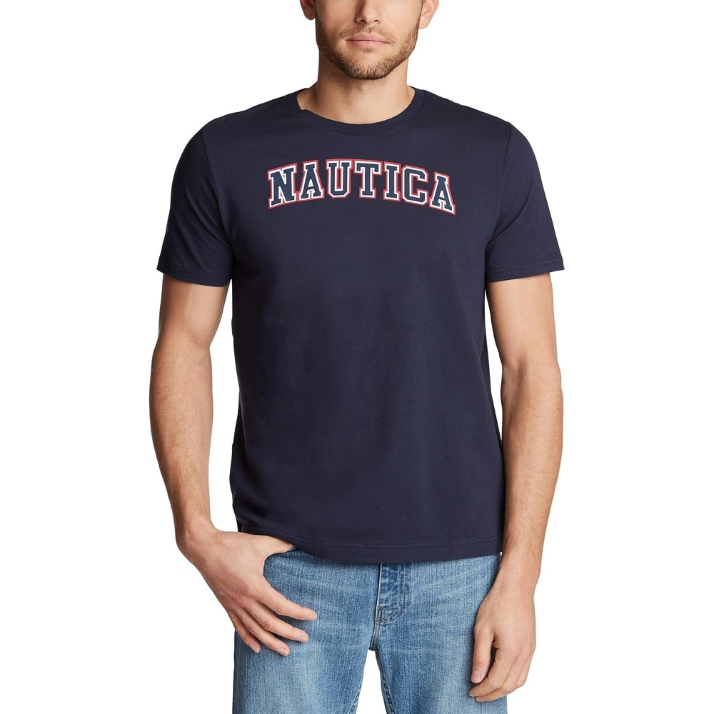 image:imageNautica Mens Short Sleeve 100 Cotton Nautical Series Graphic TeeNavy