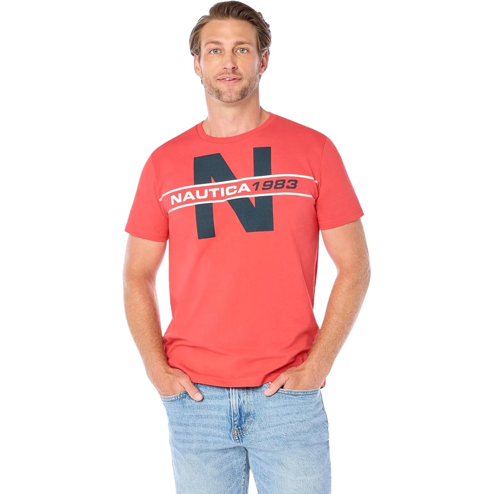 image:imageNautica Mens Short Sleeve 100 Cotton Nautical Series Graphic TeeSailor Red