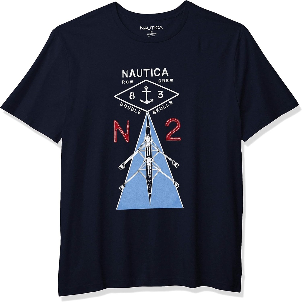 image:imageNautica Mens Short Sleeve 100 Cotton Nautical Series Graphic TeeTrue Navy