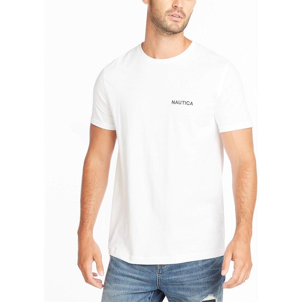 image:imageNautica Mens Short Sleeve Solid Crew Neck TShirt ShirtBright White Solid