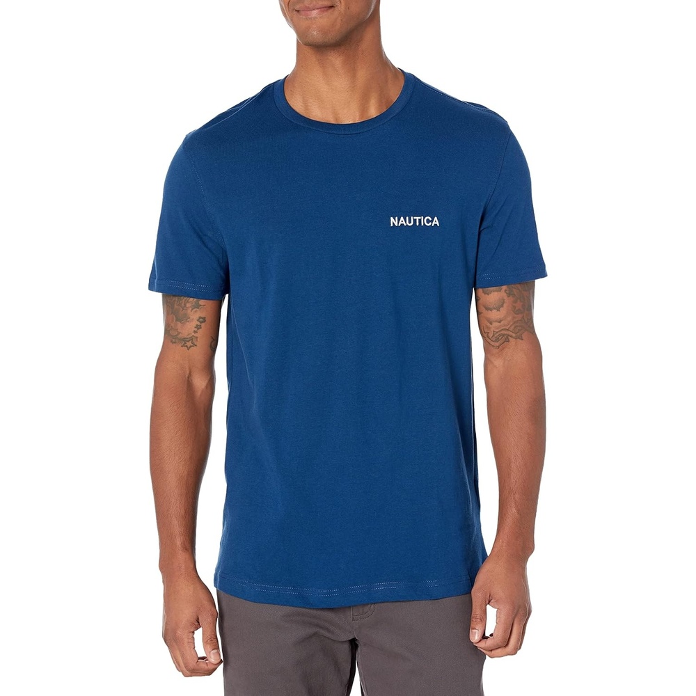 image:imageNautica Mens Short Sleeve Solid Crew Neck TShirt ShirtEstate Blue