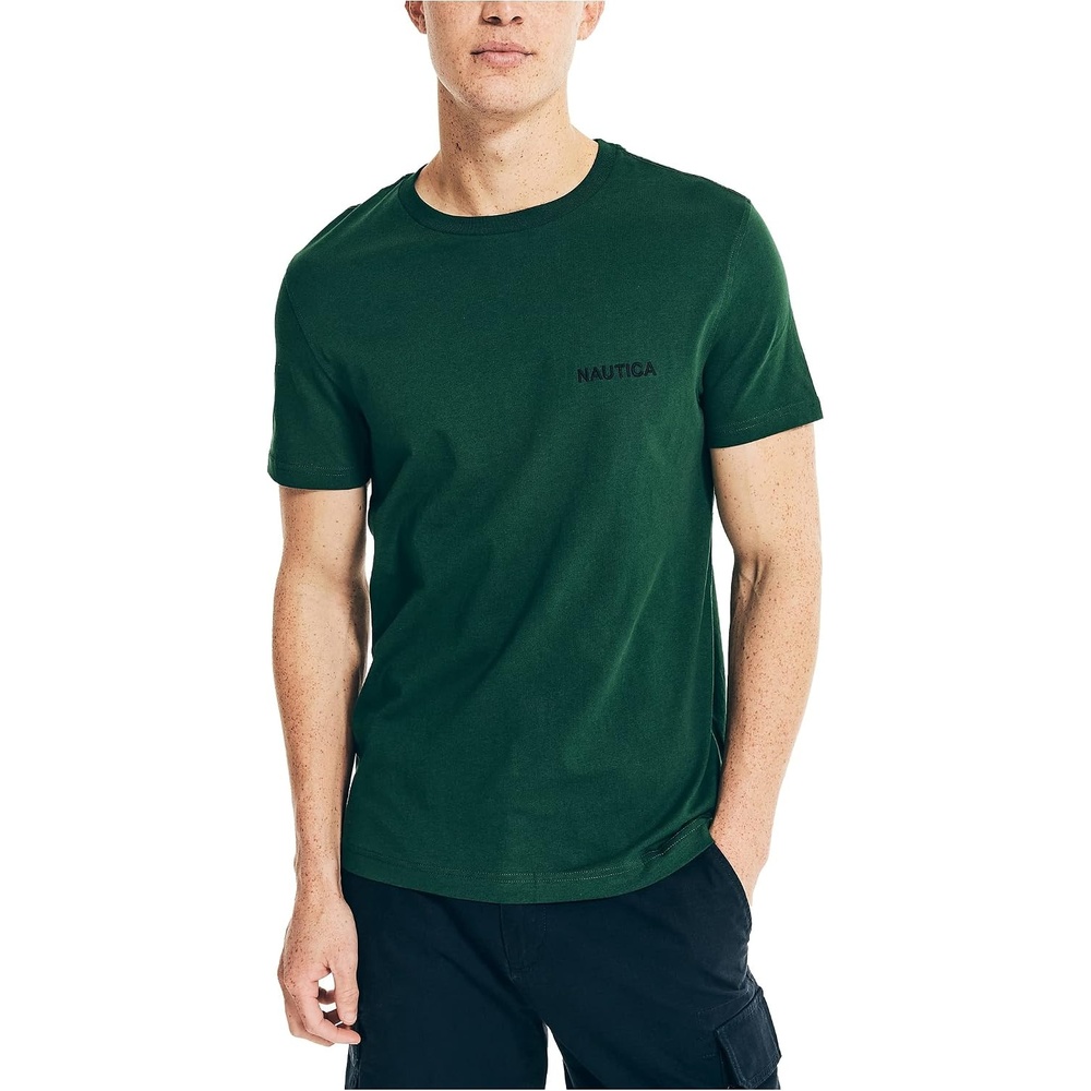 image:imageNautica Mens Short Sleeve Solid Crew Neck TShirt ShirtTidal Green Solid