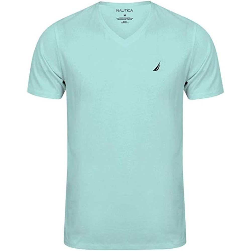 image:imageNautica Mens Short Sleeve Solid Slim Fit VNeck TShirtAqua