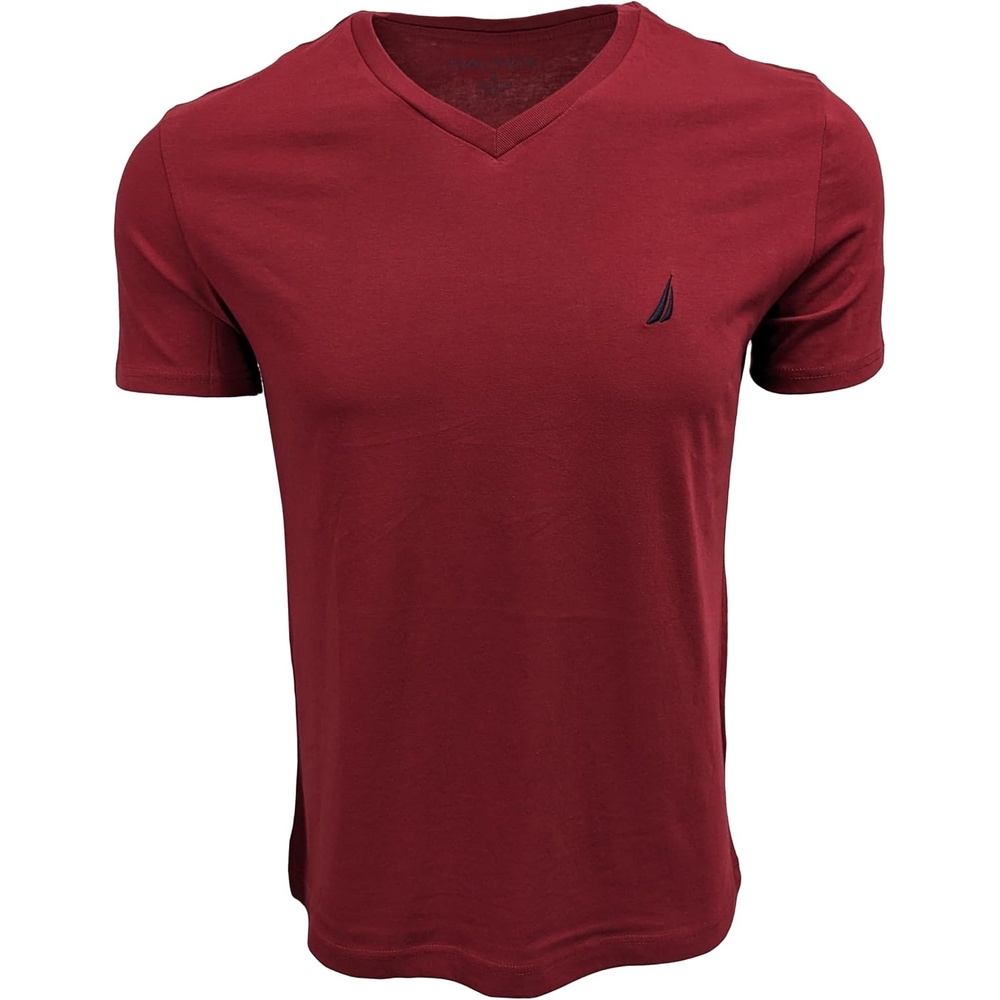 image:imageNautica Mens Short Sleeve Solid Slim Fit VNeck TShirtBiking Red