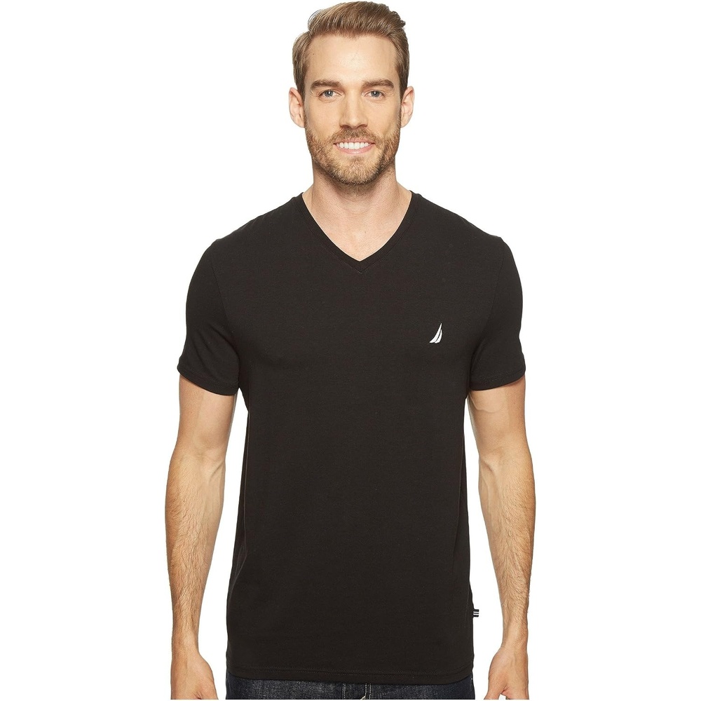 image:imageNautica Mens Short Sleeve Solid Slim Fit VNeck TShirtBlack