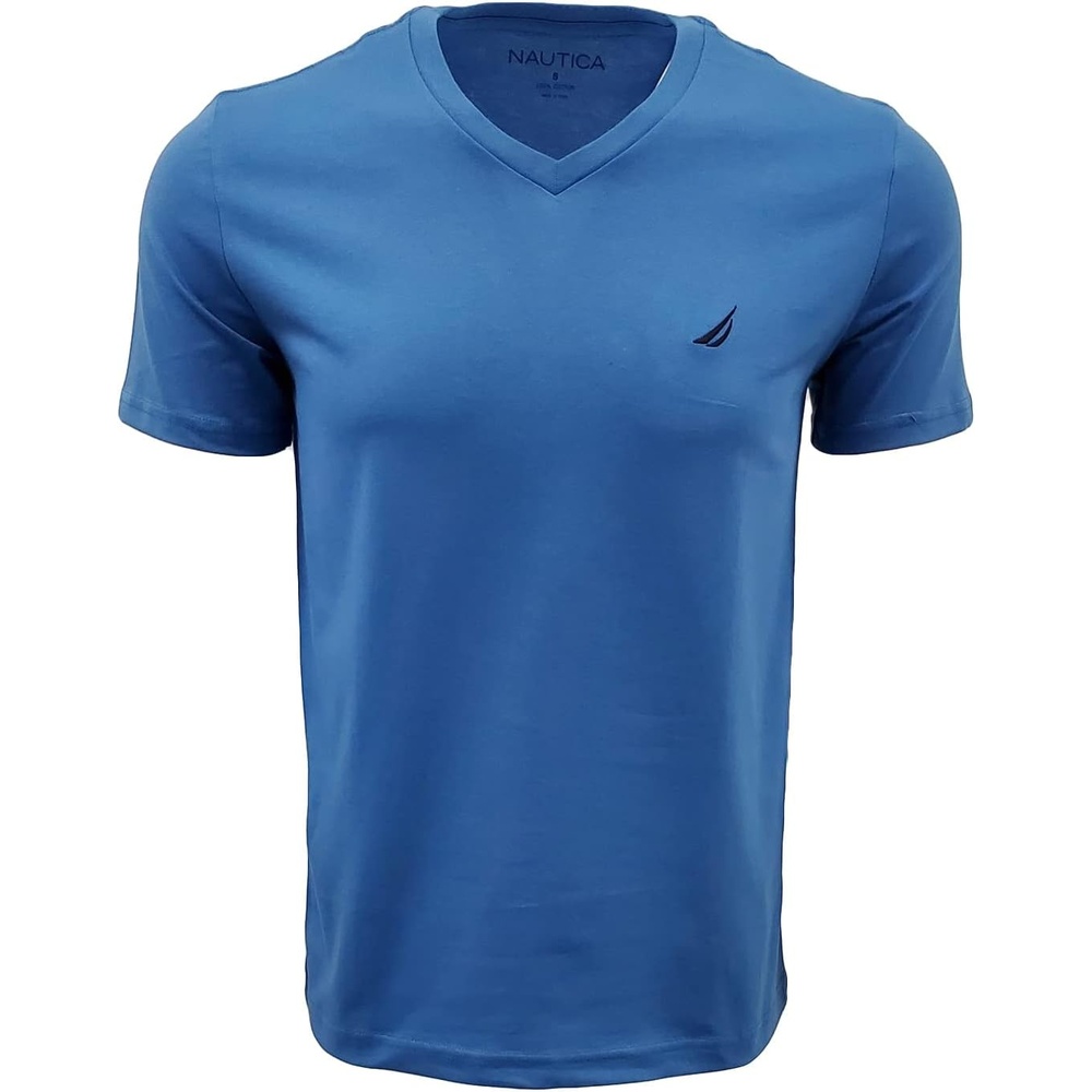 image:imageNautica Mens Short Sleeve Solid Slim Fit VNeck TShirtBlue