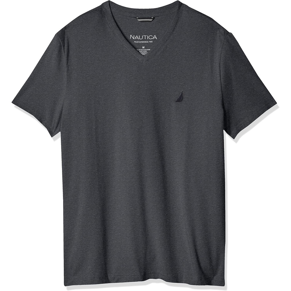 image:imageNautica Mens Short Sleeve Solid Slim Fit VNeck TShirtCharcoal Grey