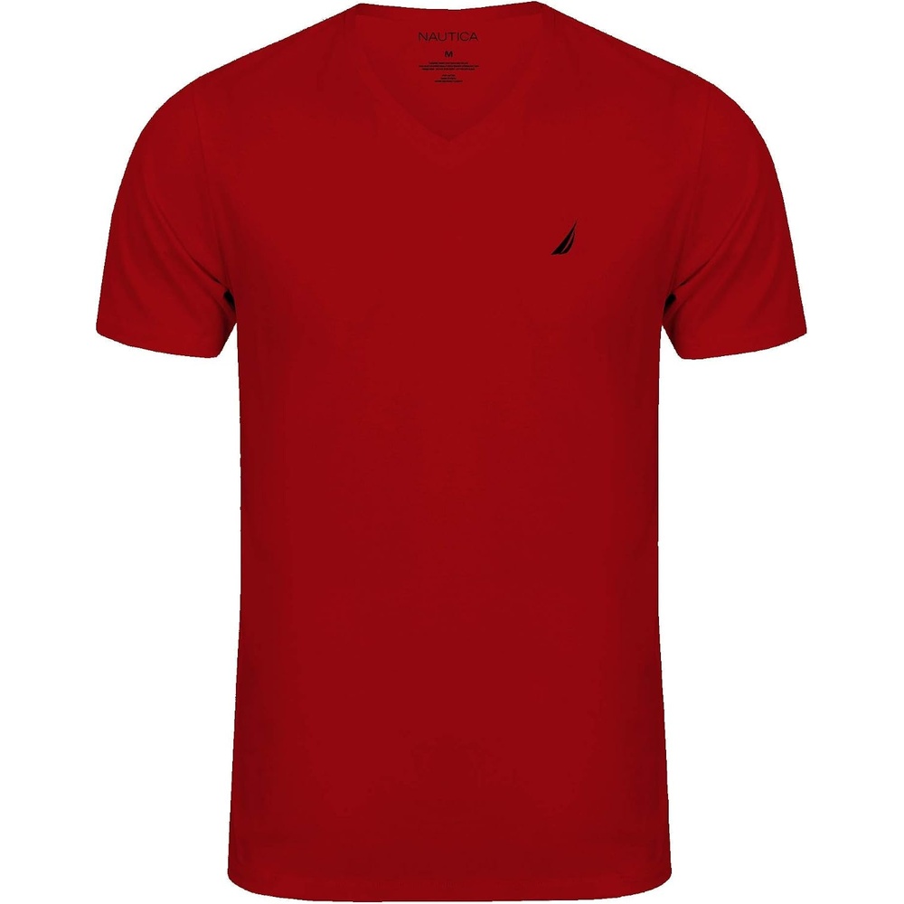 image:imageNautica Mens Short Sleeve Solid Slim Fit VNeck TShirtDark Red