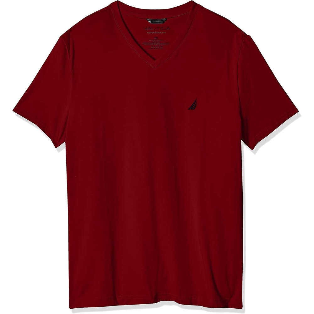 image:imageNautica Mens Short Sleeve Solid Slim Fit VNeck TShirtRibbon Red