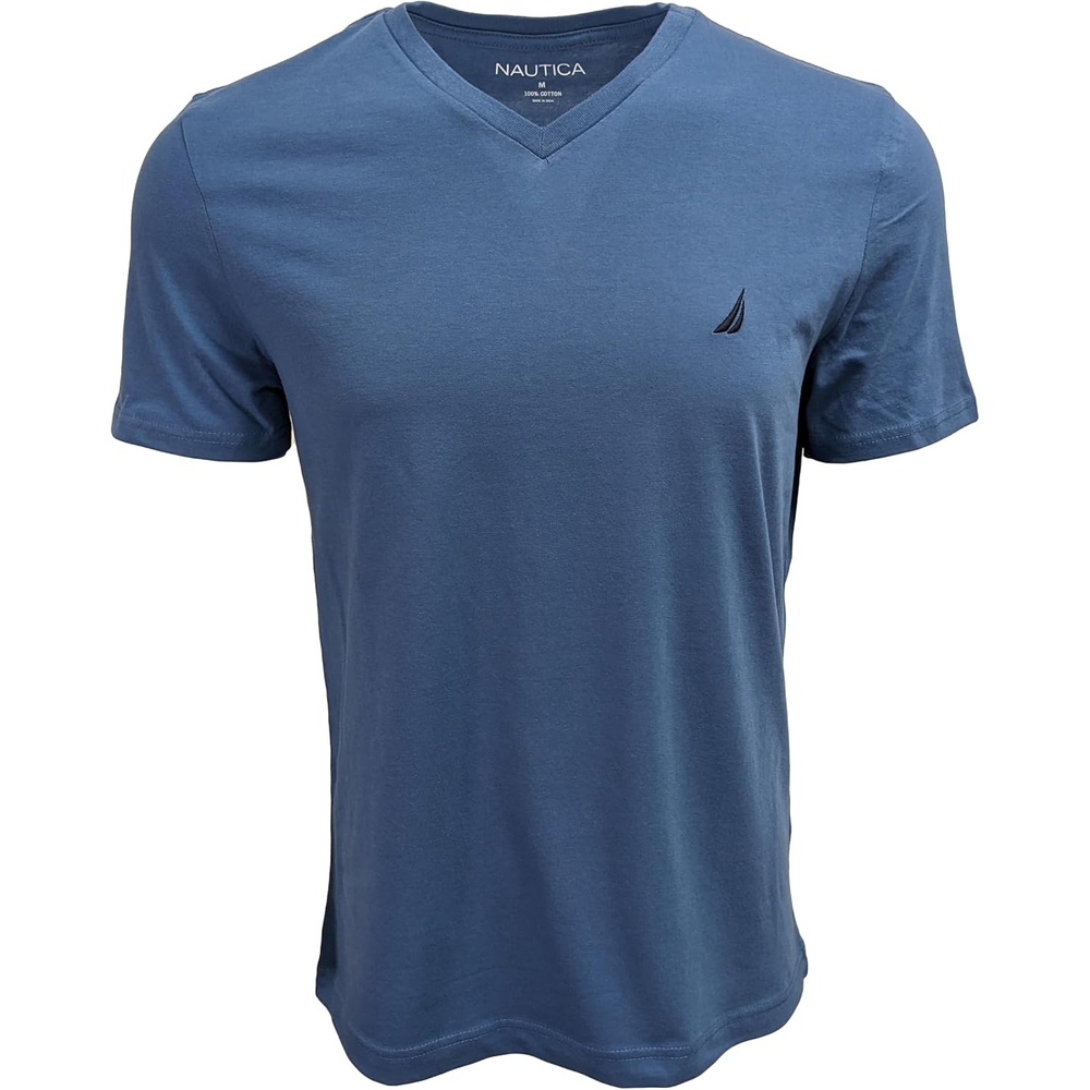 image:imageNautica Mens Short Sleeve Solid Slim Fit VNeck TShirtUnion Blue