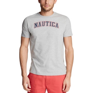 Nautica Men’s Short Sleeve 100% Cotton Nautical Series Graphic Tee(Grey Heather)